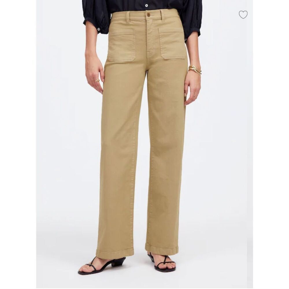 Madewell Emmett Wide-Leg Patch Pocket Jeans in Heritage Khaki NWT size 33